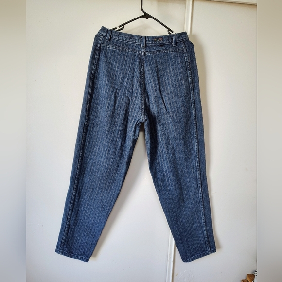Levi's vintage denim mom jean women's high rise tapered textured striped sz 16. - Picture 4 of 16